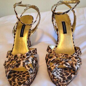Caparros Womens High Heel Leopard Size 8 1/2B -Gold/Brown/Black Prom Bridal